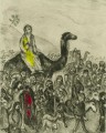 Jacob Salida hacia Egipto aguafuerte acuarelas contemporáneo Marc Chagall
